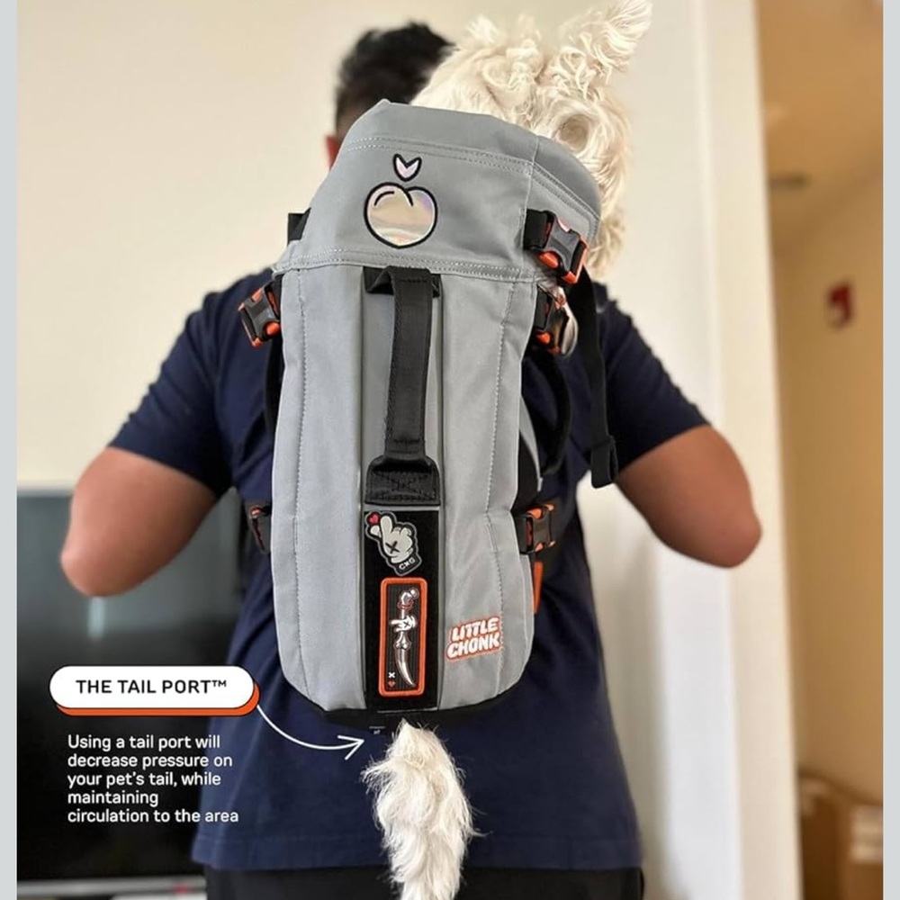 Little Chonk Gray Dog Carrier Backpack - medium